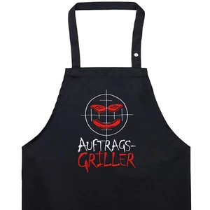 AUFTRAGS-GRILLER Schürze für Männer Grillschürze Herren mit Tasche - Picture 1 of 12