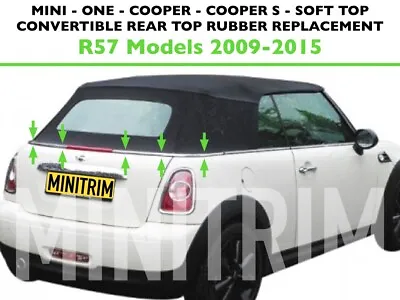 MINI One Cooper S R57 2009-15 Convertible Rear Soft Top Rubber Trim Weather Seal • 21.89€