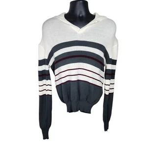 Vintage 70er Pullover Polo Herren XL Strick Mod Retro Pulli Knopfleiste Kragen Streifen - Bild 1 von 8