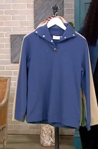 Denim & Co. Top Active French Terry manga larga azul 4X - Imagen 1 de 3