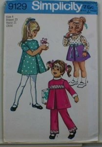 Simplicity 9129 Vintage ungeschnittenes Muster - Kindergröße 4 - Kleid - Bild 1 von 3