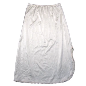 Vtg Cabernet Half Slip Womens L Cream Side Slit Lace Trim Elastic Waist 70s 80s - Picture 1 of 9