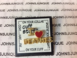 I HEART BEANIES PIN CUFF STUFF PINS NEW ON CARD PERFECT FOR LAPEL SOCK SLEEVE!! - Picture 1 of 1