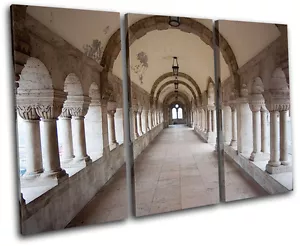 White Arch Corridor Architecture TREBLE CANVAS WALL ART Picture Print VA - Picture 1 of 1