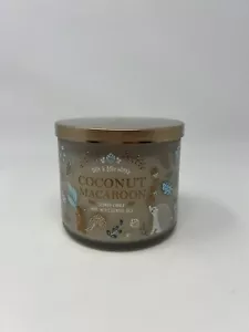 SELTENE Bad & Body Works Kokosnuss Makrone drei Docht Kerze 14,5 Unzen HTF - Bild 1 von 7