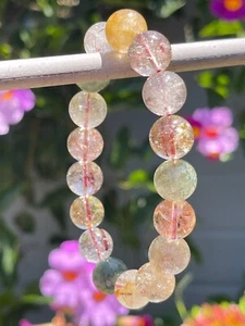 Garden Rutilated Quartz Beaded Bracelet Natural High Quality Crystal 12mm (#1) - Picture 1 of 9