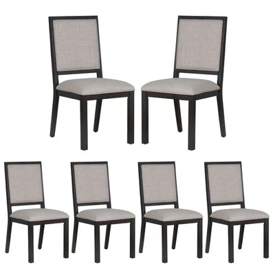 Conjunto de 6 cadeiras de jantar de madeira estofadas modernas do meio do século, 19... - Imagem 1 de 4