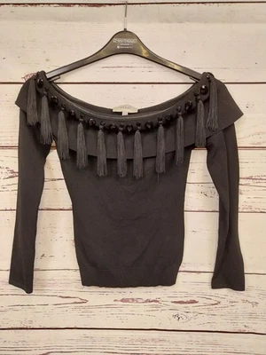 Coast Women's Long Sleeve Top - Tassled - Black - UK Size 6 - Image 1 of 4