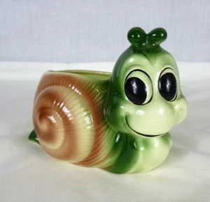 Fioriera vintage anni 50 Relpo ceramica a forma di lumaca vaso per piante kitschy CARINA! - Foto 1 di 7