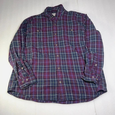 Duluth Trading Flannel Shirt Men's XL White Purple Plaid Long Sleeve Button Up - Image 1 of 4