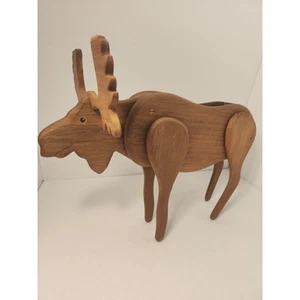 Darryl D. Fenton Wooden Pooping Moose Candy Dispenser Made In Alaska Signed - Picture 1 of 18