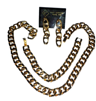 klasse 3-teilig  Schmuck SET gold Collier Kette + Armband + Ohrringe NEU - Bild 1 von 4