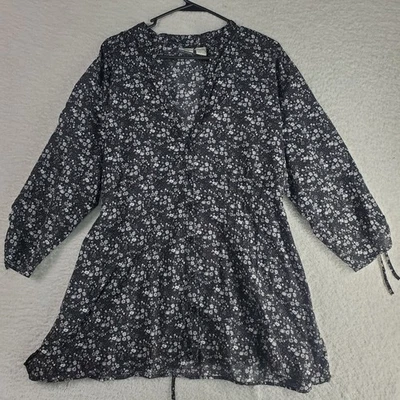  Túnica para mujer Plus Top 2XL negra oscura floral abotonada caprichosa cottagecore Foto 1 de 4