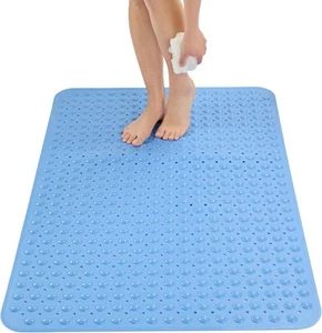 ENKOSI Extra Large Shower Mat Non Slip - 47" x 32" (Rectangular), Aqua Blue - Picture 1 of 6