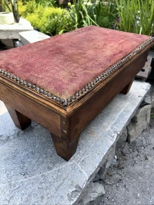 Antique Arts & Crafts Tapestry Upholstered Footstool Flip Top Storage 24x9x13.5 - Picture 1 of 11