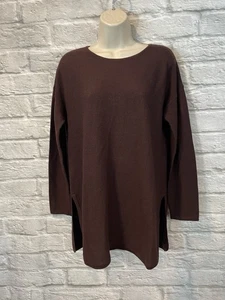 Eileen Fisher Women's Maroon Tunic Sweater  100% Merino Wool Sz Small - Picture 1 of 6