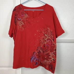 Catherines Graphic Top  Women's Size 3X 26/28 W Red - Picture 1 of 4