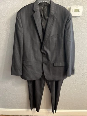 Ralph Lauren Men  Charcoal Gray Striped 2 Piece Suit Size 48R Pants Size 44x28.5 - Image 1 of 4