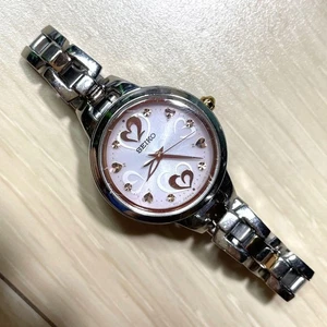 Seiko Radio Wave Women's Solar Watch Pink Heart Dial Used, 15cm Wrist - Picture 1 of 5