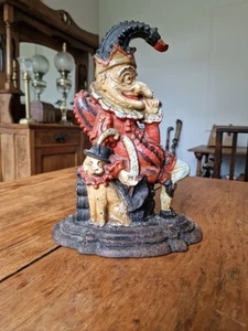 Antique Victorian Mr Punch And Toby Cast Iron Door Stop A.K.& Sons - Picture 1 of 24