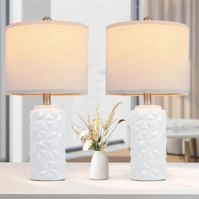 22 White Modern Ceramic Bedside Lamp Set of 2 for Bedroom Decor Farmhouse Tab... - Image 1 of 4
