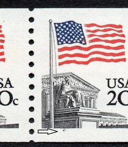 1895 20c Flag black mark at bottom (13 25L) MNH - Picture 1 of 2
