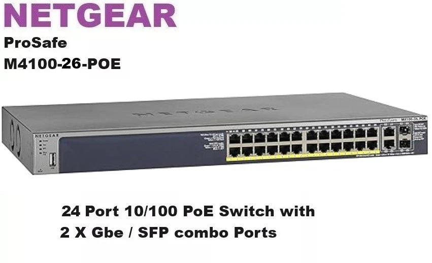Netgear M4100-26-PoE  24port 10/100 PoE Switch  100DAYWARRANTY - Image 1 of 1