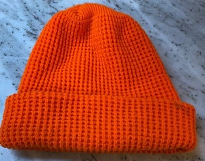 Vintage WIGWAM Beanie Hat Hunter Orange Wisconsin USA Winter Safety - Picture 1 of 3