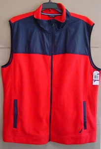 NWT $70 NAUTICA Mens XXL SLIM FIT ANTI-PILL NAUTEX FLEECE VEST Red K63220 - Picture 1 of 3