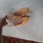 Womens Forever Link  Mustard Colored Sling Back Heels Size 7.5 Perfect For Fall.