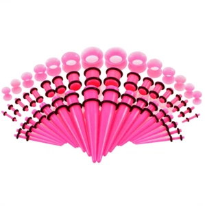 50Pcs Acrylic Ear Gauge Taper Tunnel Plug Expander Stretching Piercing Kit Sets - Picture 1 of 18