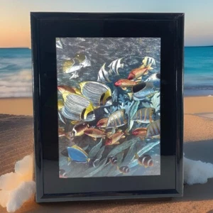Foil Print Exotic Tropical Fish Ocean Beach Reflective Small Framed. - Picture 1 of 9