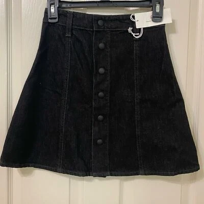 Adriano Goldschmied Nueva Talla 25 Kety Mini Falda Denim Alta Wasit De Colección Negra Foto 1 de 4