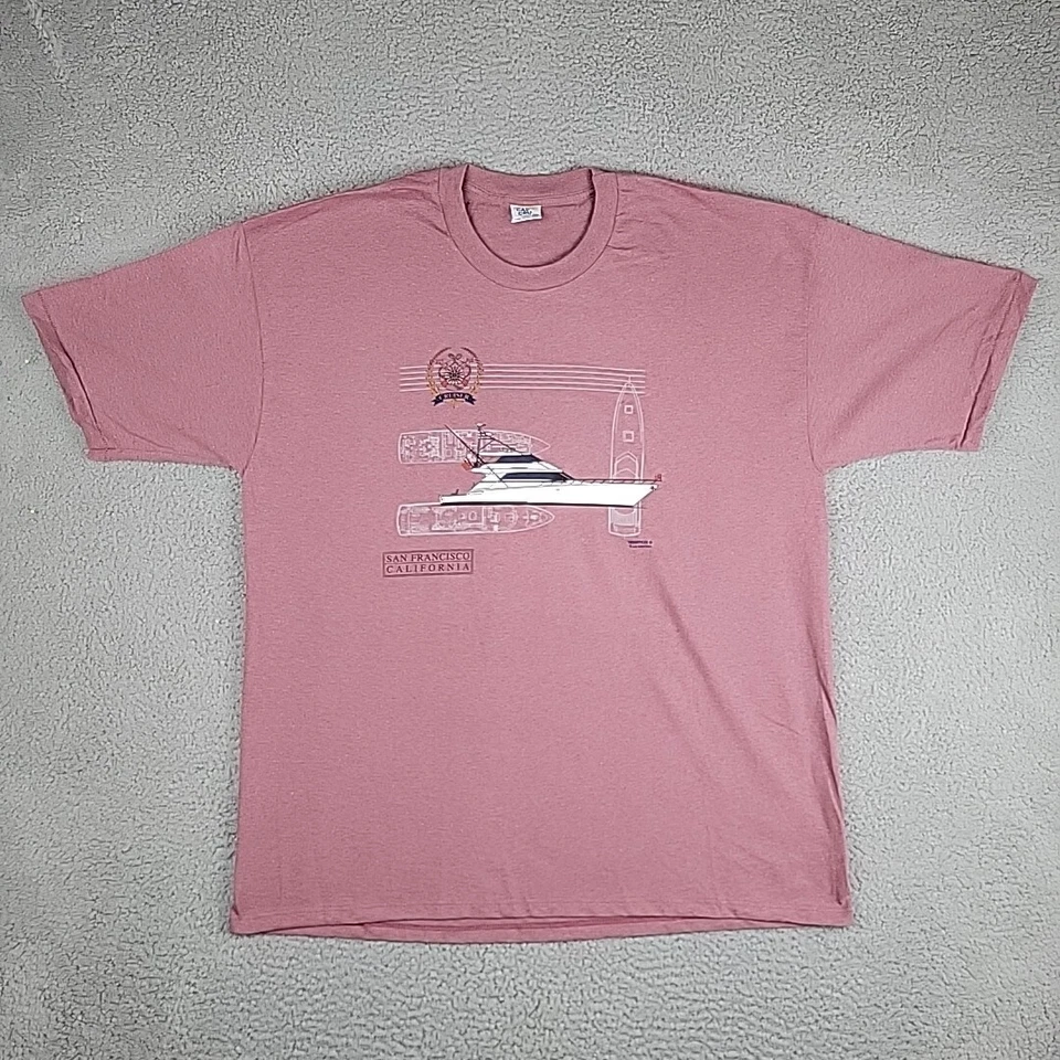 复古 Cal Cru T 恤成人 XXL 红色单游艇圣地亚哥加州船 — 第 1/4 张图片