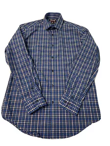 Kirkland Performance Sportshirt MED 15-15.5x34/35 Blue Check Non-Iron Men No tag - Picture 1 of 12