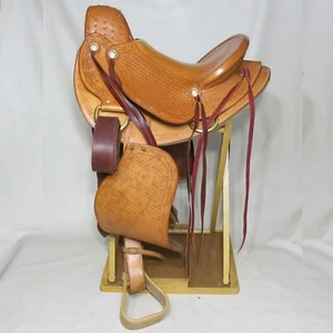 STONEY SADDLERY ENDURANCE PASO FINO 14” SADDLE HAND TOOLED LEATHER STUDDED POMME - Picture 1 of 12