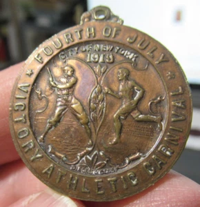 1919 NY CITY BÜRGERMEISTERKOMITEE OF WELCOME BRONZE MEDAILLE, SIEG SPORT KARNEVAL - Bild 1 von 6