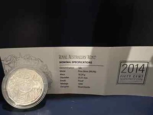 Australia 2014 50 Cent Fine Silver Coat of Arms Proof Coin in Premium Capsule. - Picture 1 of 4
