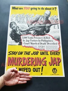 1943 USA JAPAN ARMY SOLDIER BATAAN DEATH MARCH PHILIPPINES WAR PROPAGANDA POSTER - Picture 1 of 11