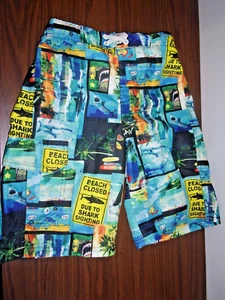 OP Boy's sz 8 swim trunks shark beach surf boards - Picture 1 of 3
