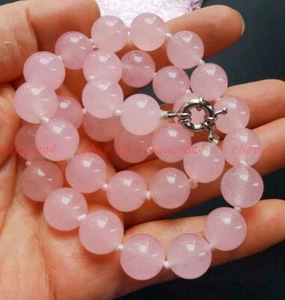 6/8/10/12/14mm Pink Jade Necklace Round Smooth Gemstone Bead Knotted 16-48" AAA - Picture 1 of 4