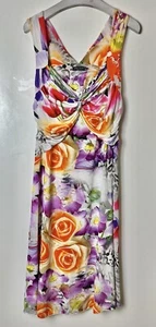 JAMES LAKELAND White Rainbow Flowers Dress Size UK 16 Made In Italy - Picture 1 of 7