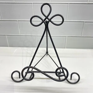 Cast Iron Display Easel Stand Scroll Matte Black Photo, recipe/plate Holder 10”H - Picture 1 of 9