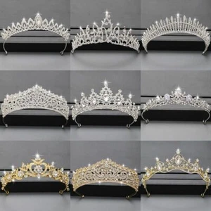 1 pz Cristallo da Sposa Strass Diademi Sposa Cristalli Diadema Corone Matrimonio Capelli Ac - Foto 1 di 15