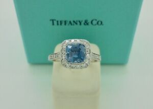 Authentic Tiffany & Co. Legacy Aquamarine Diamond Platinum Ring - RARE