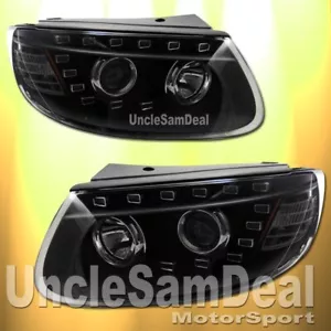 FOR SANTA FE CLS LOOK LED STRIP CLEAR PROJECTOR HEADLIGHTS BLACK PAIR DIRECT FIT - Picture 1 of 2