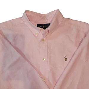 Ralph Lauren Shirt Youth Boys 16 Long Sleeve Pink Button Up Multicolor Pony - Picture 1 of 24