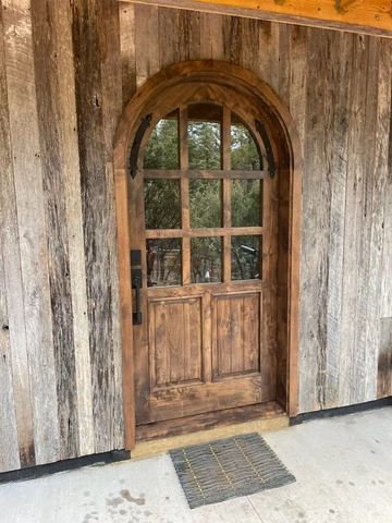 Rustic Spanish reclaimed lumber arched top GLASS top door solid wood storybook Cover