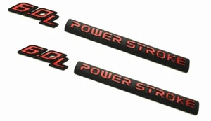 4pcs  6.0L Powerstroke Emblem for 6.0 L POWER STROKE Turbo Side Badge Black Red - Picture 1 of 4