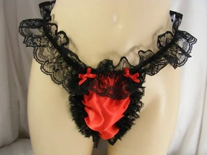 Sissy Rot Satin Tanga G-String Tanga Herren Höschen Höschen Unterwäsche Dessous, B156 - Bild 1 von 3